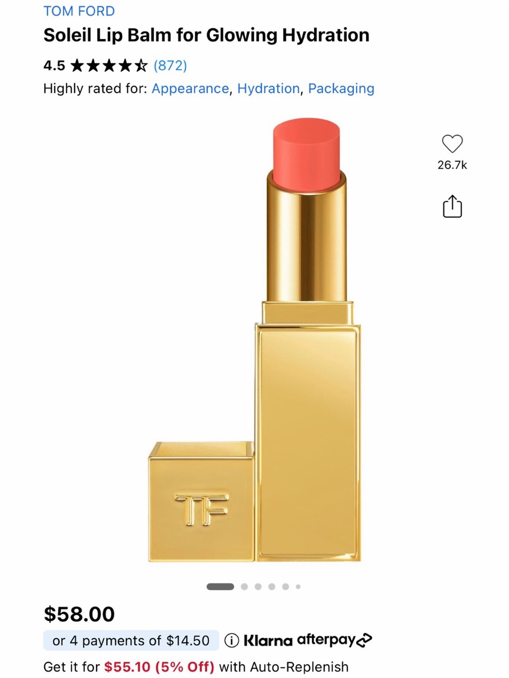 BNIB, Tom Ford Soleil Lip Balm for Glowing Hydration, 02 Jet Set